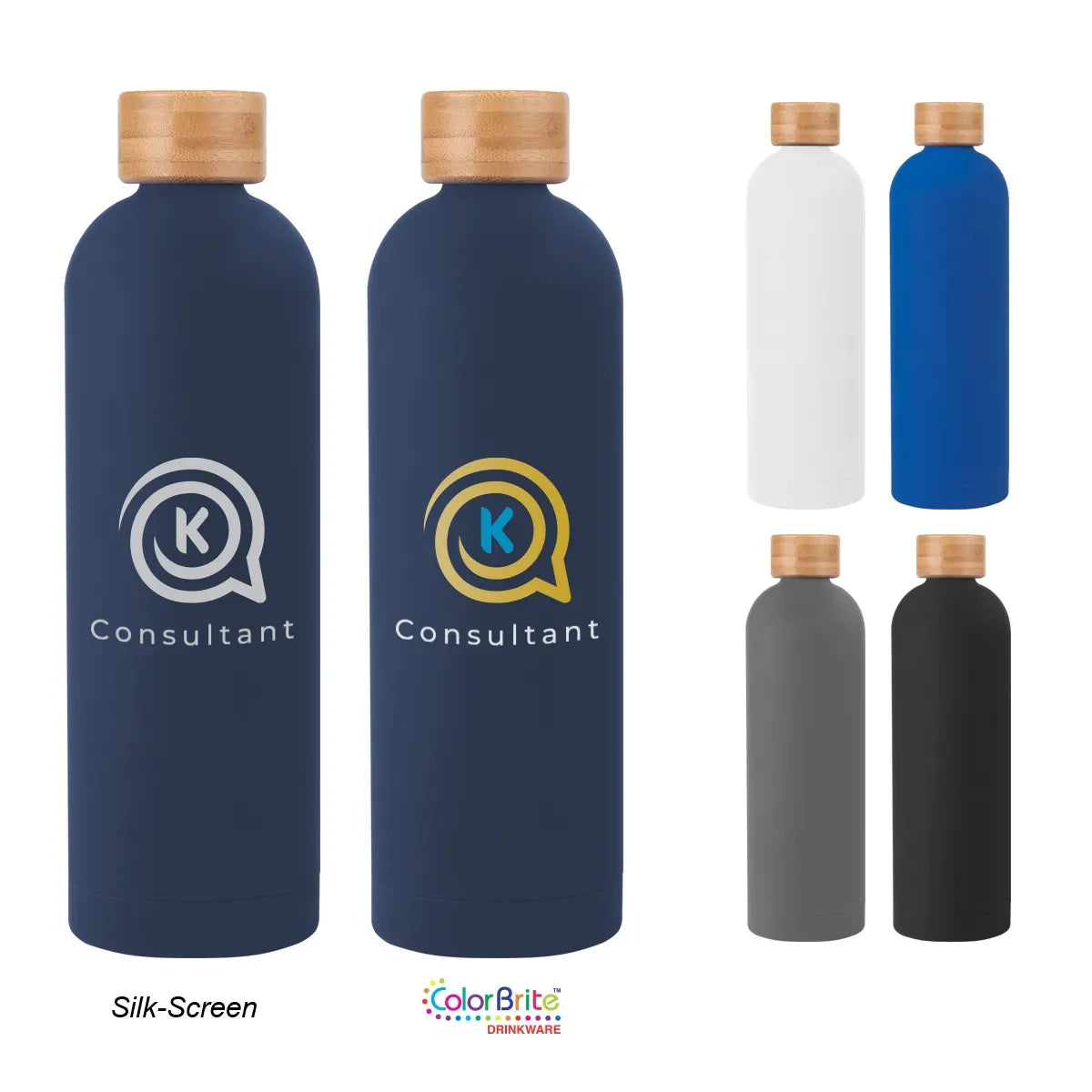 32 Oz. Viviane Stainless Steel Bottle With Bamboo Lid