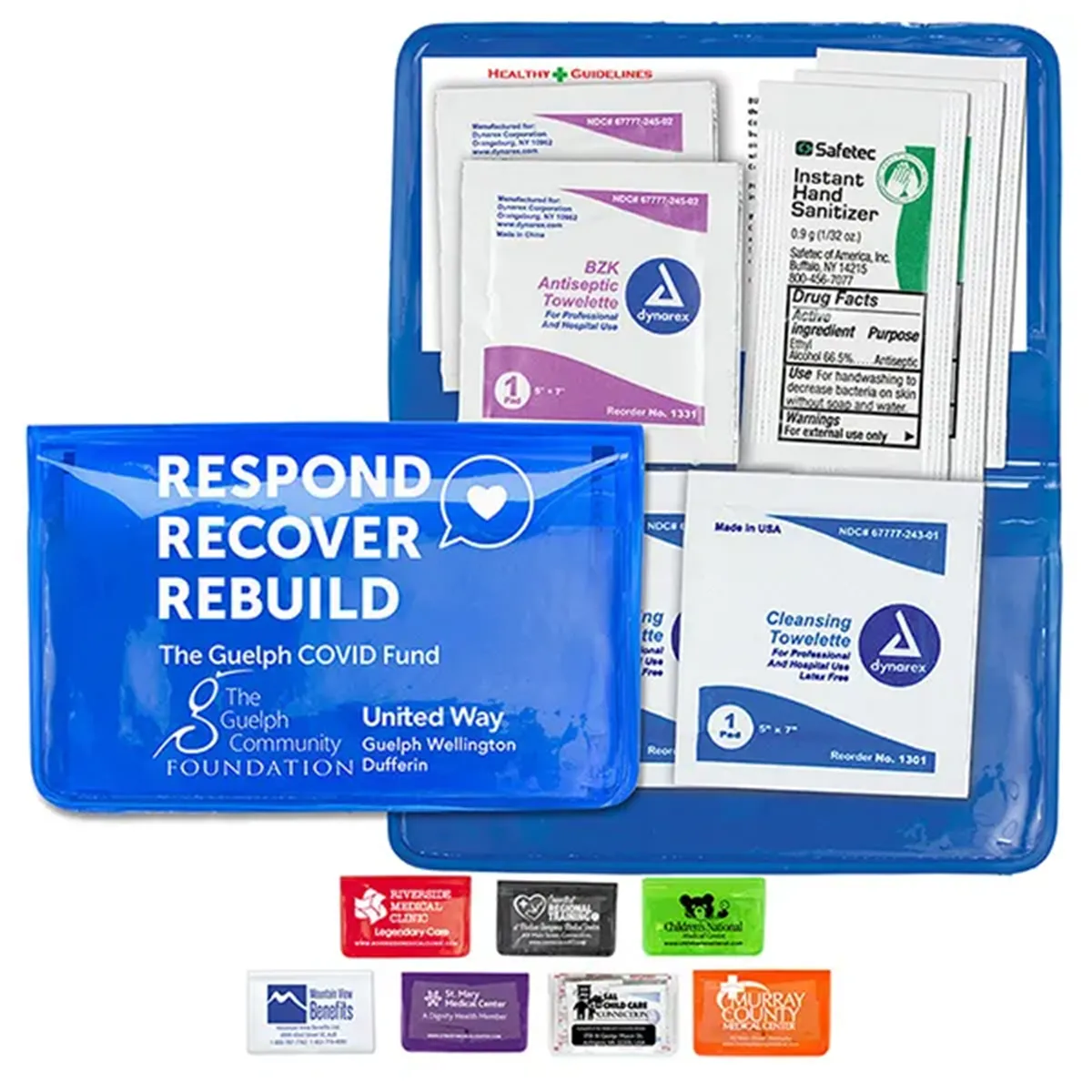 Sanitizer & Wipes on-the-go Kit in Colorful Vinyl Pouch