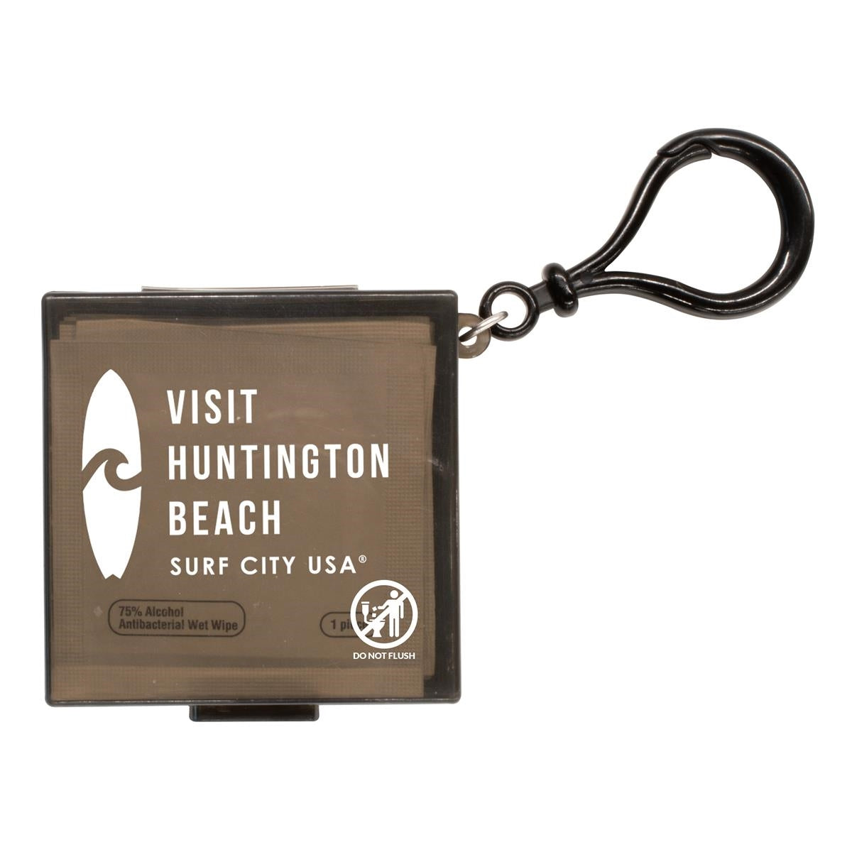 Individual Wet Wipes in Square Plastic Container & Carabiner