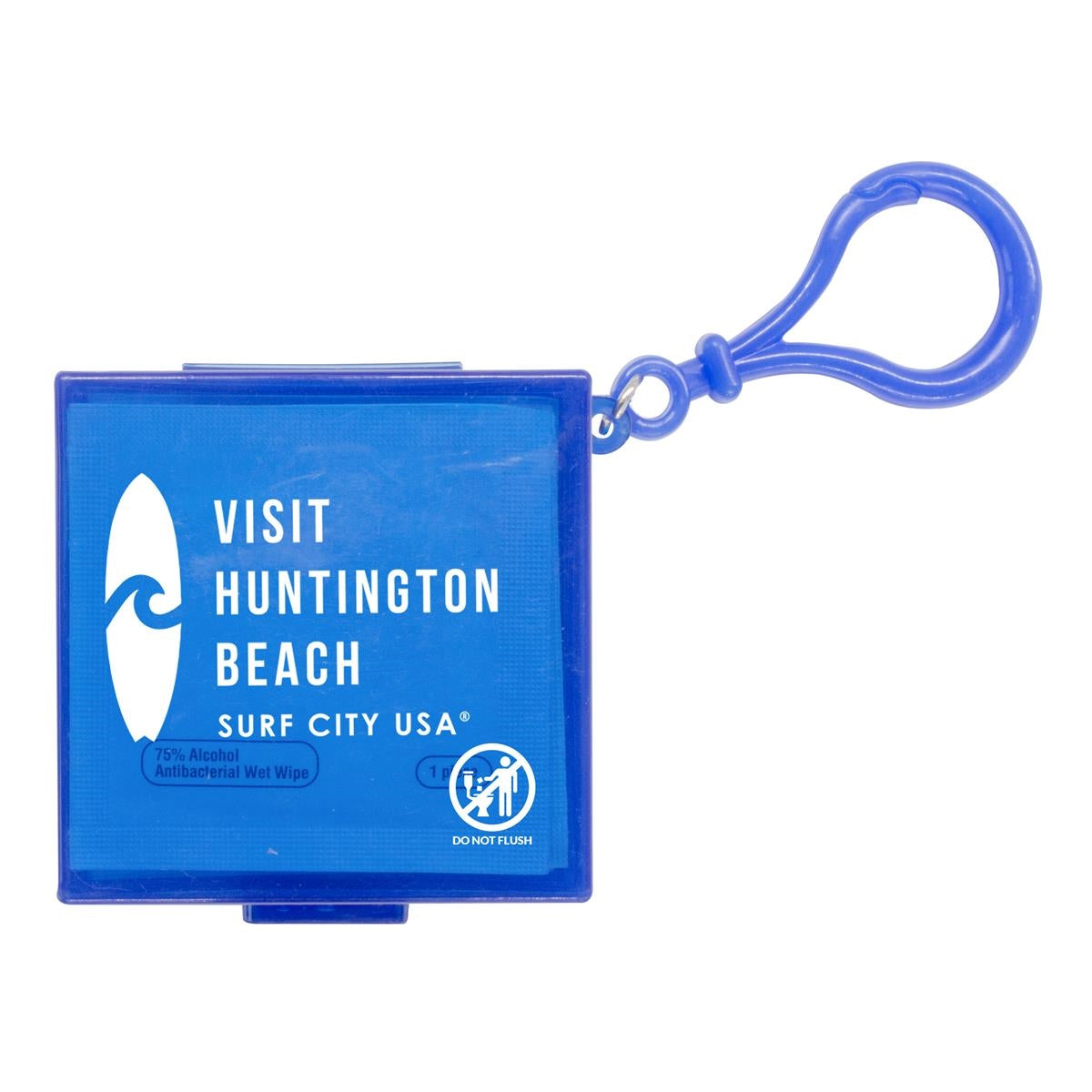 Individual Wet Wipes in Square Plastic Container & Carabiner