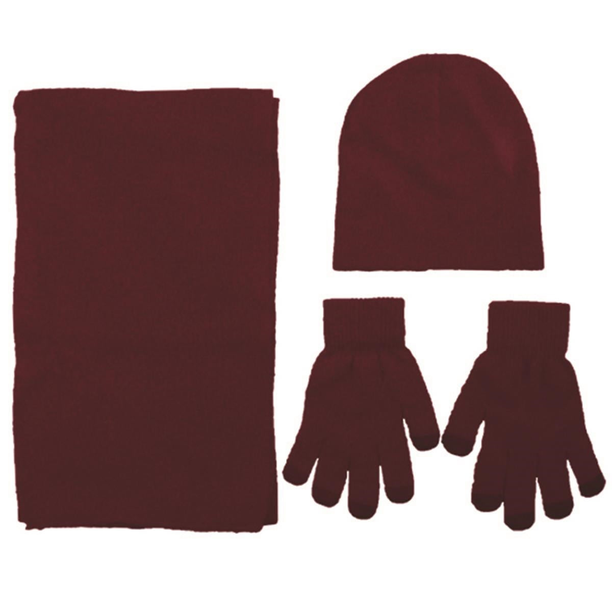 Acrylic Knit Beanie/Scarf/Gloves Set