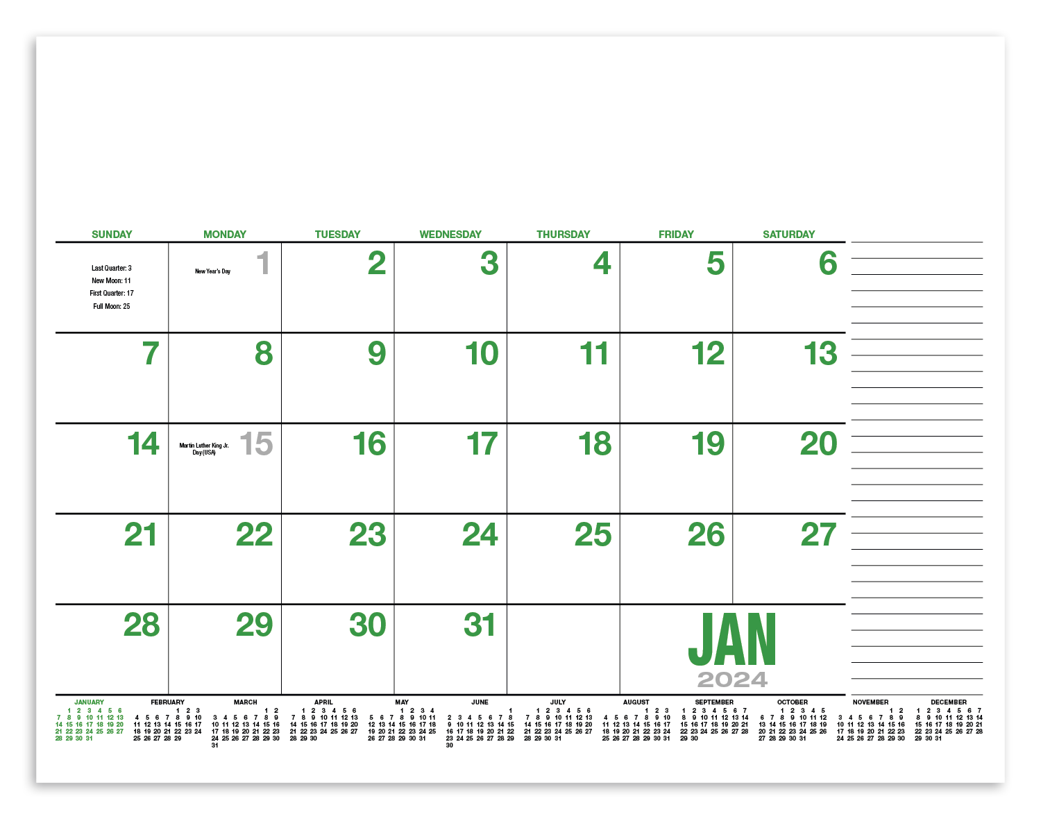 13-Month Desk Pad Calendar