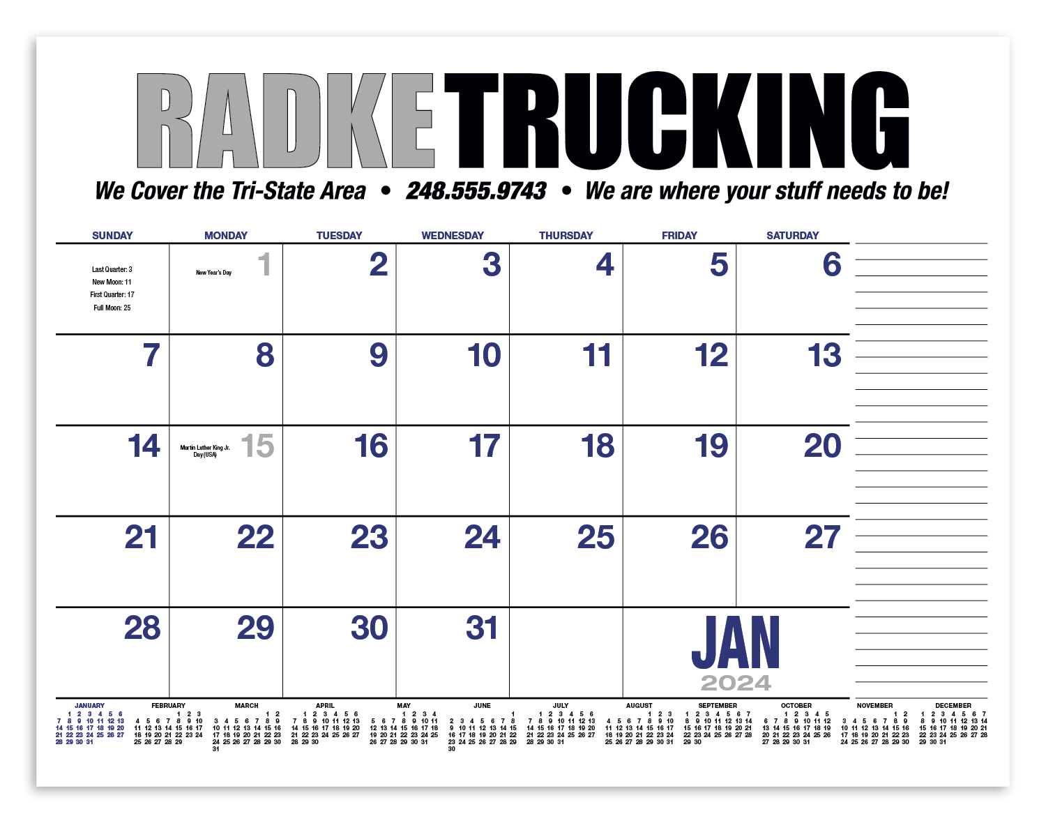 13-Month Desk Pad Calendar