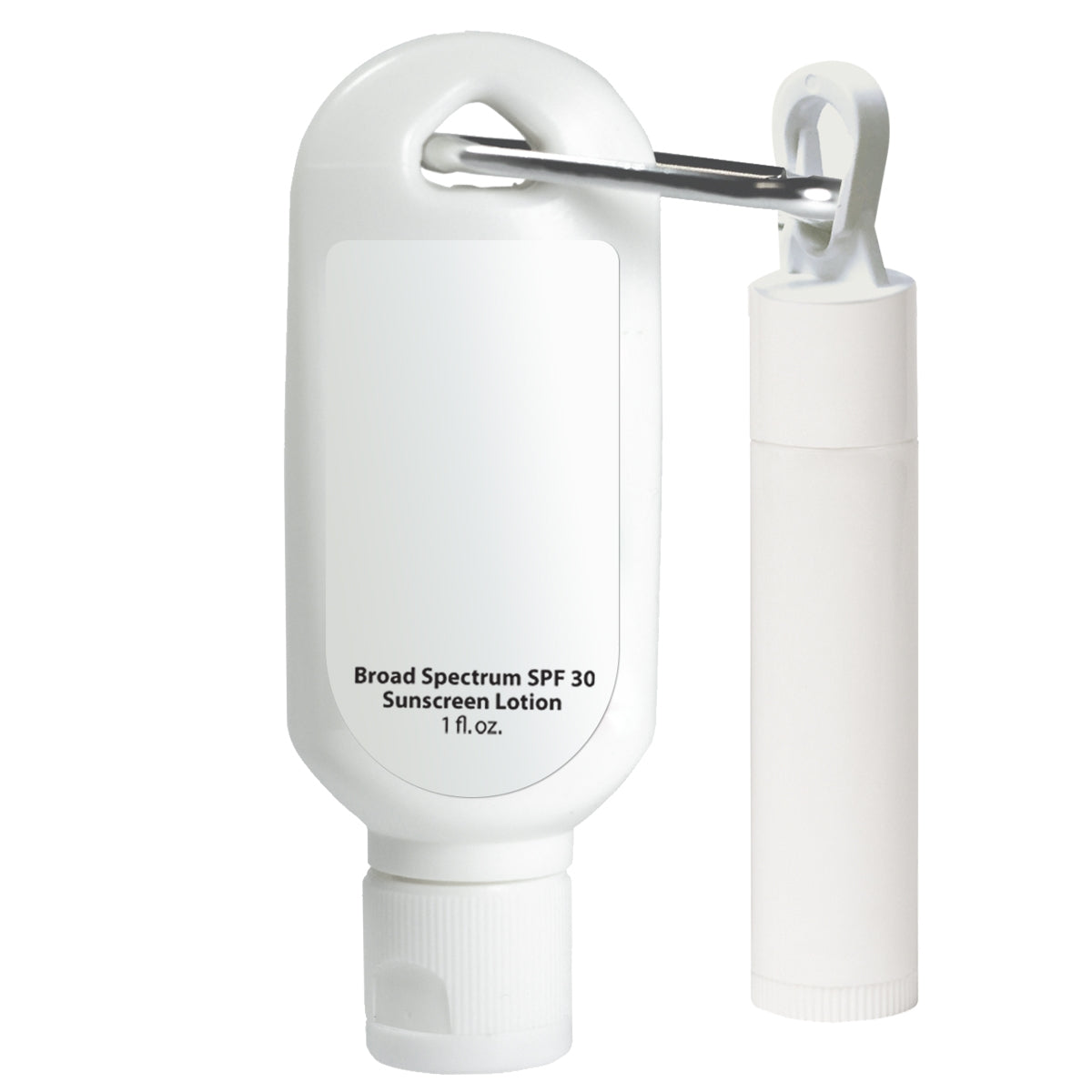 1 OZ. SPF30 SUNSCREEN LOTION WITH CARABINER AND SPF15 LIP BALM