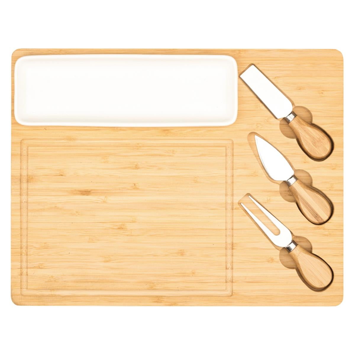 Solara Bamboo Cheese Board & Tray Knife Set