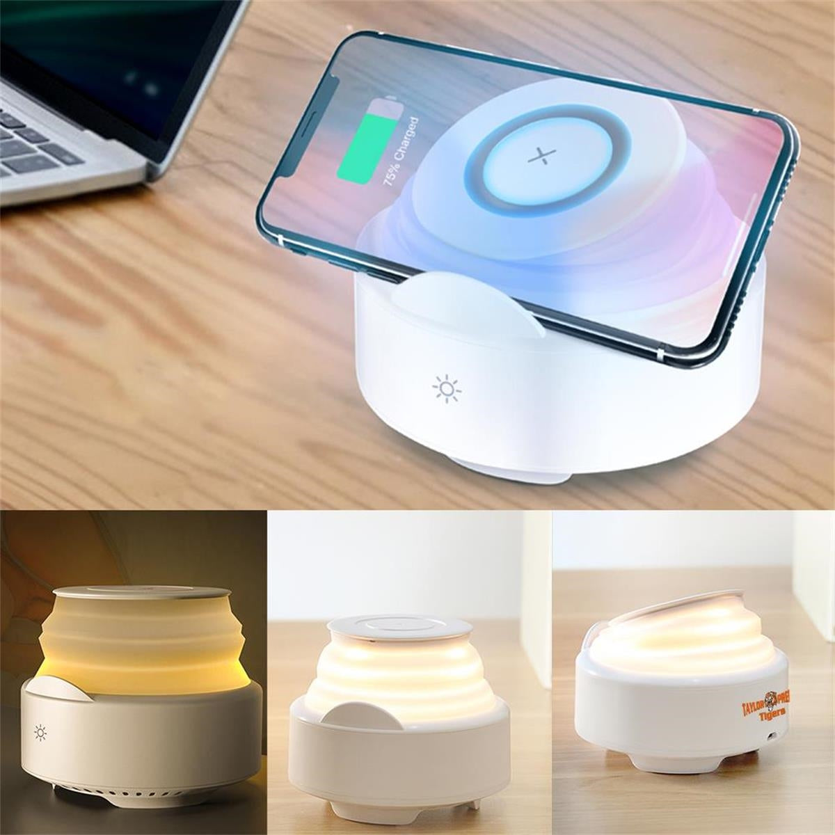Selene Night Light Bluetooth Speaker with Wireless Charger
