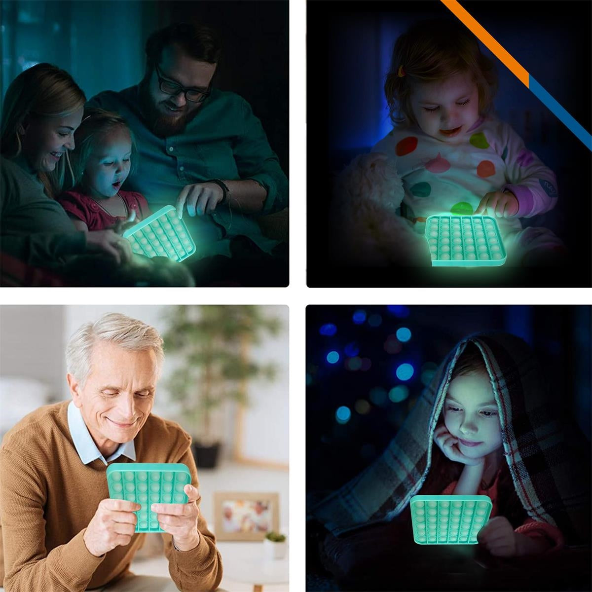 Luminous Square Push Pop Bubble