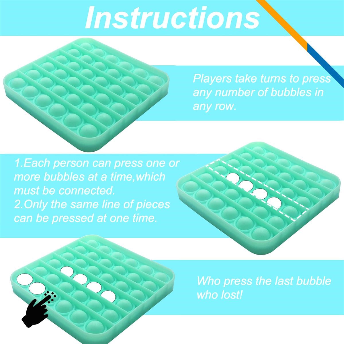 Luminous Square Push Pop Bubble