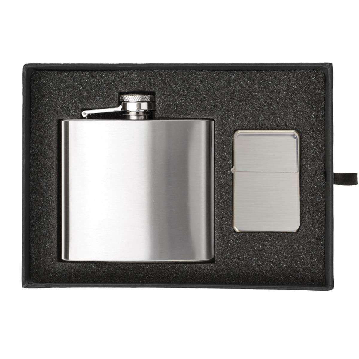 5 oz. Flask & Oil Flip Top Lighter Gift Set