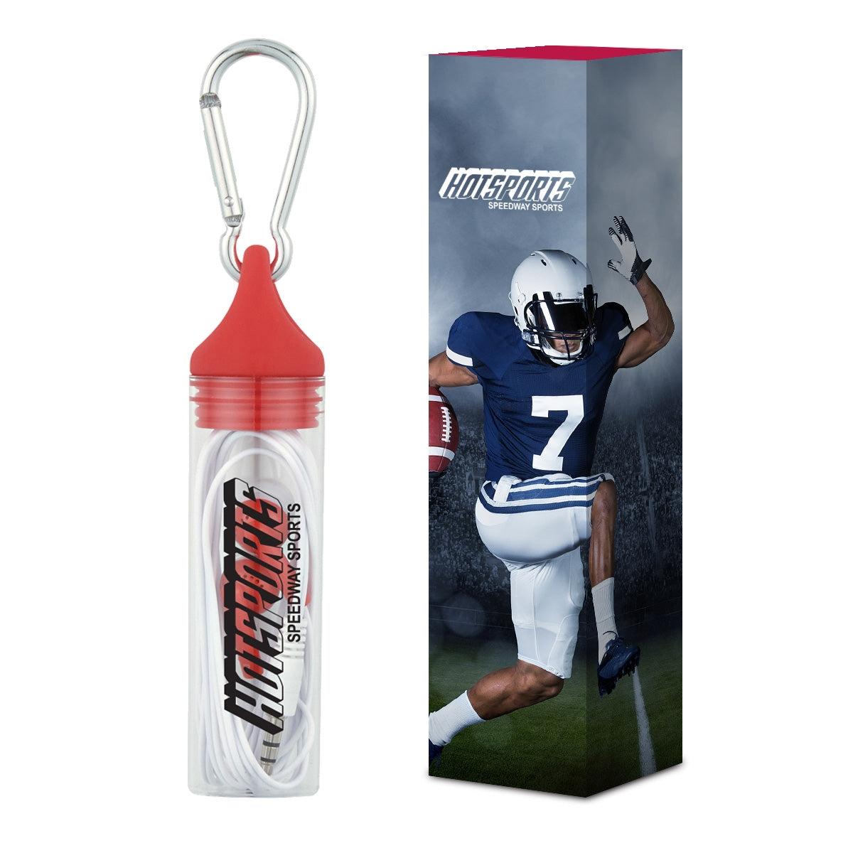 Earbuds In Case With Carabiner WITH CUSTOM BOX